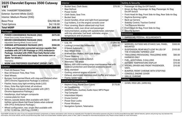 2025 Chevrolet Express Cutaway Work Van