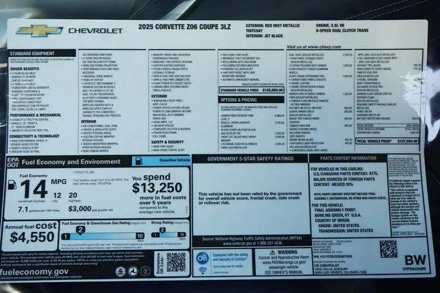 2025 Chevrolet Corvette Z06 RWD Coupe 3LZ
