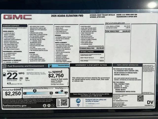 2026 GMC Acadia FWD Elevation