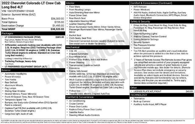2022 Chevrolet Colorado 4WD Crew Cab Long Box LT