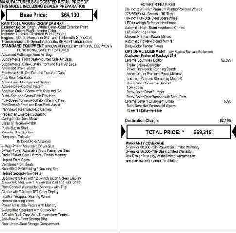 2026 RAM Ram 1500 RAM 1500 LARAMIE CREW CAB 4X4 57 BOX 2026 RAM Ram 1500 RAM 1500 LARAMIE CREW CAB 4X4 57 BOX