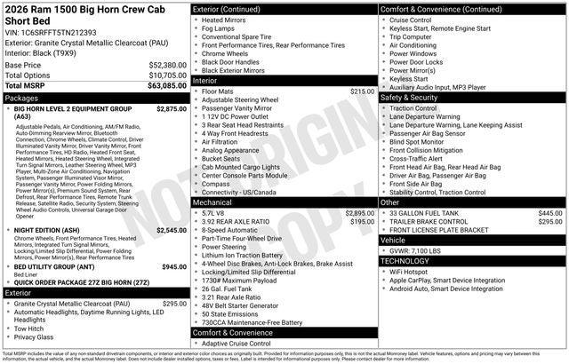 2026 RAM Ram 1500 RAM 1500 BIG HORN CREW CAB 4X4 57 BOX