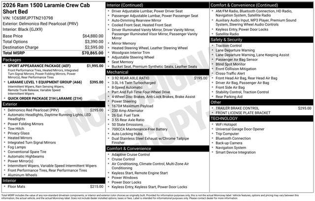 2026 RAM Ram 1500 RAM 1500 LARAMIE CREW CAB 4X4 57 BOX