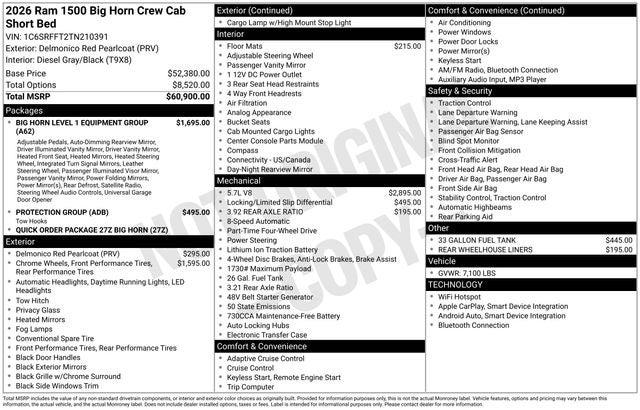 2026 RAM Ram 1500 RAM 1500 BIG HORN CREW CAB 4X4 57 BOX