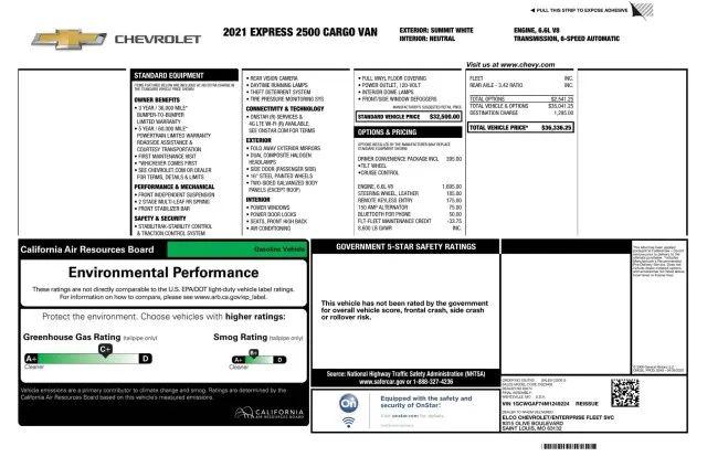 2021 Chevrolet Express Cargo Van RWD 2500 Regular Wheelbase WT