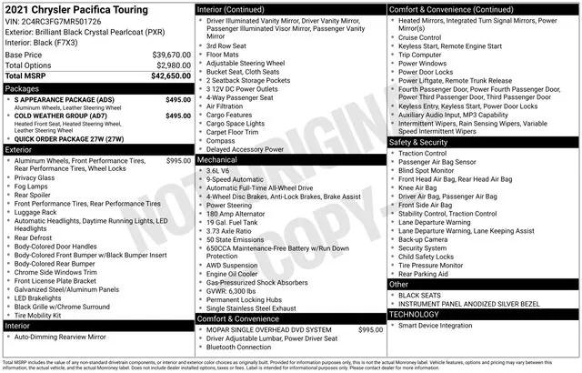 2021 Chrysler Pacifica Touring AWD