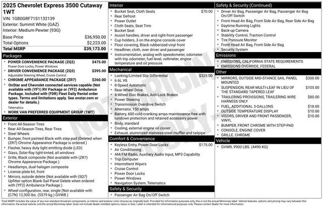 2025 Chevrolet Express Cutaway Work Van