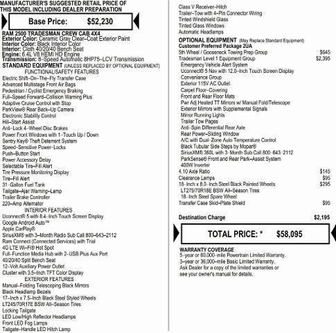 2026 RAM Ram 2500 RAM 2500 TRADESMAN CREW CAB 4X4 64 BOX 2026 RAM Ram 2500 RAM 2500 TRADESMAN CREW CAB 4X4 64 BOX