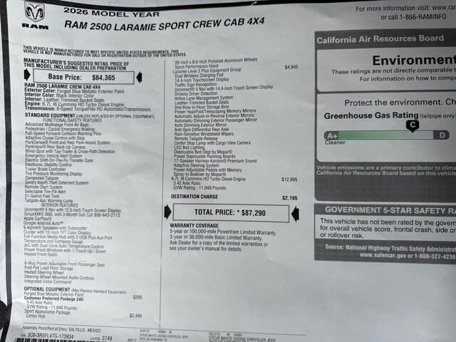 2026 Ram 2500 Laramie Crew Cab 4x4 6'4" Box