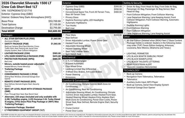 2026 Chevrolet Silverado 1500 4WD Crew Cab Standard Bed LT