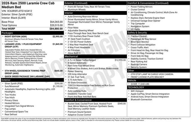 2026 RAM Ram 2500 RAM 2500 LARAMIE CREW CAB 4X4 64 BOX 2026 RAM Ram 2500 RAM 2500 LARAMIE CREW CAB 4X4 64 BOX