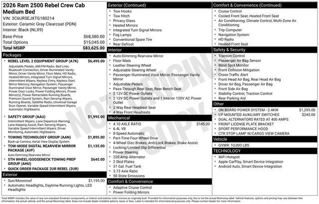2026 RAM Ram 2500 RAM 2500 REBEL CREW CAB 4X4 64 BOX
