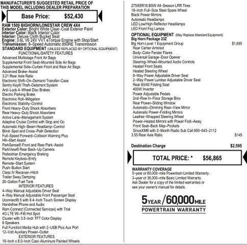 2025 RAM Ram 1500 RAM 1500 BIG HORN CREW CAB 4X4 57 BOX