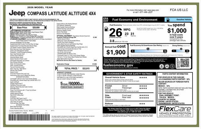2026 Jeep Compass Latitude Altitude for sale in Charlotte, NC