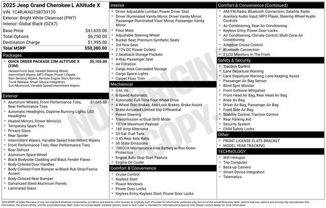 2025 Jeep Grand Cherokee L Altitude X 4x4