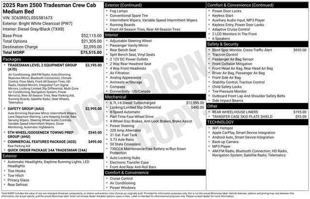 2025 Ram 2500 Tradesman Crew Cab 4x4 6'4" Box
