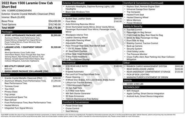 2022 RAM 1500 Laramie Crew Cab 4x4 57 Box