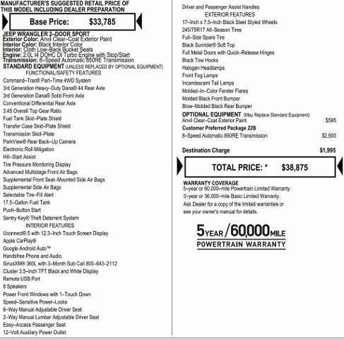 2026 Jeep Wrangler WRANGLER 2-DOOR SPORT