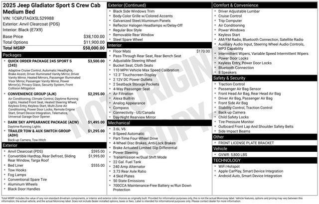 2025 Jeep Gladiator GLADIATOR SPORT S 4X4