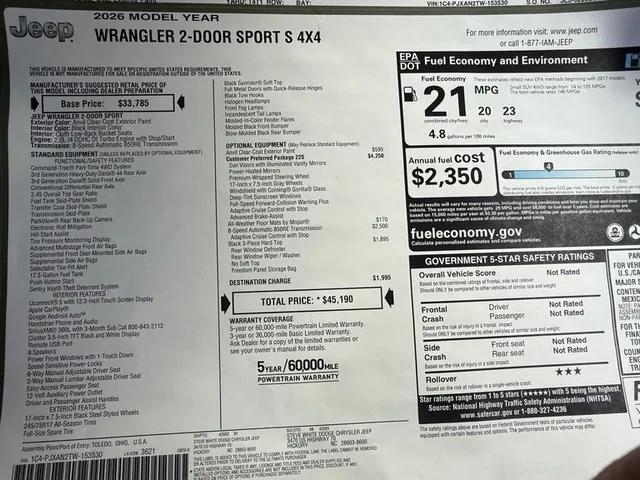 2026 Jeep Wrangler Sport S
