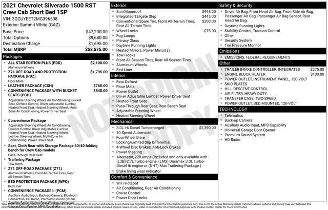 2021 Chevrolet Silverado 1500 4WD Crew Cab Short Bed RST