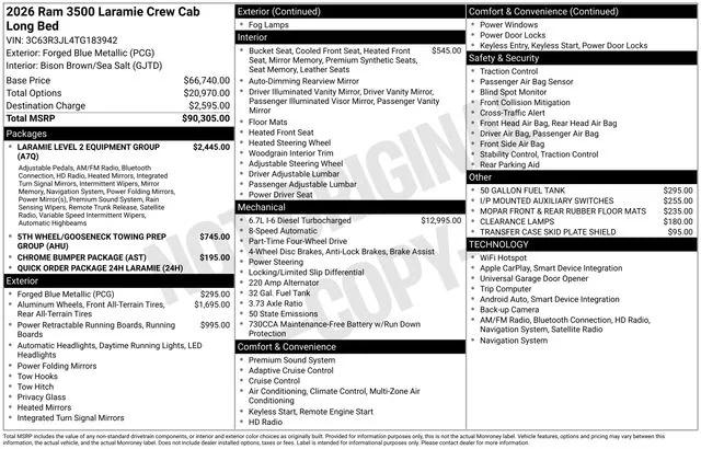 2026 Ram 3500 Laramie Crew Cab 4x4 8' Box
