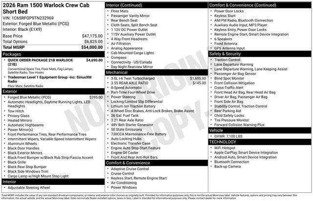 2026 RAM Ram 1500 RAM 1500 WARLOCK CREW CAB 4X4 57 BOX 2026 RAM Ram 1500 RAM 1500 WARLOCK CREW CAB 4X4 57 BOX