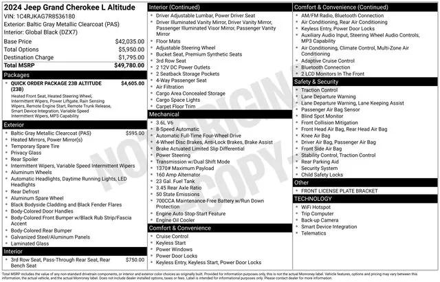 2024 Jeep Grand Cherokee L Altitude 4x4 2024 Jeep Grand Cherokee L Altitude 4x4