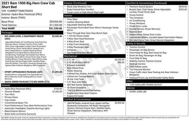 2021 RAM 1500 Big Horn Crew Cab 4x2 57 Box
