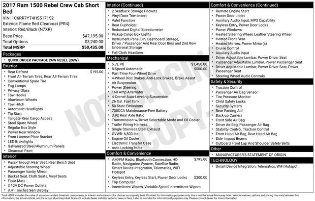 2017 RAM 1500 Rebel Crew Cab 4x4 57 Box
