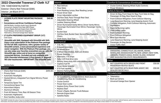 2022 Chevrolet Traverse AWD LT Cloth 2022 Chevrolet Traverse AWD LT Cloth