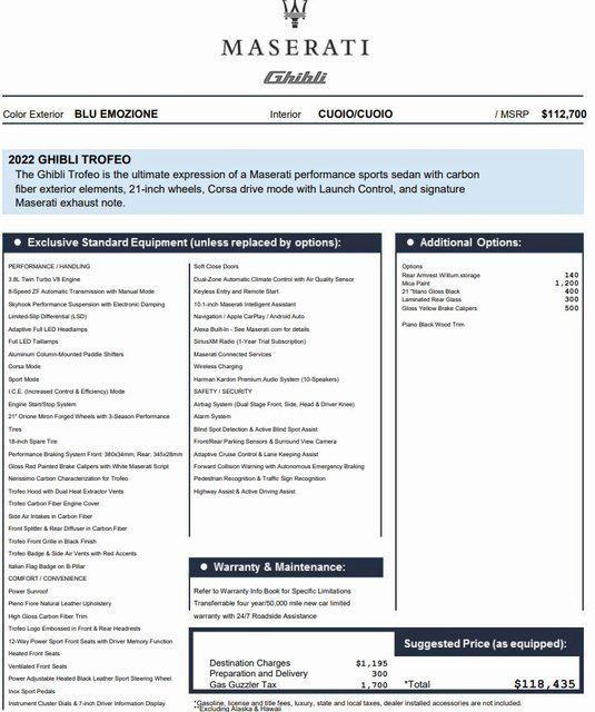 2022 Maserati Ghibli Trofeo