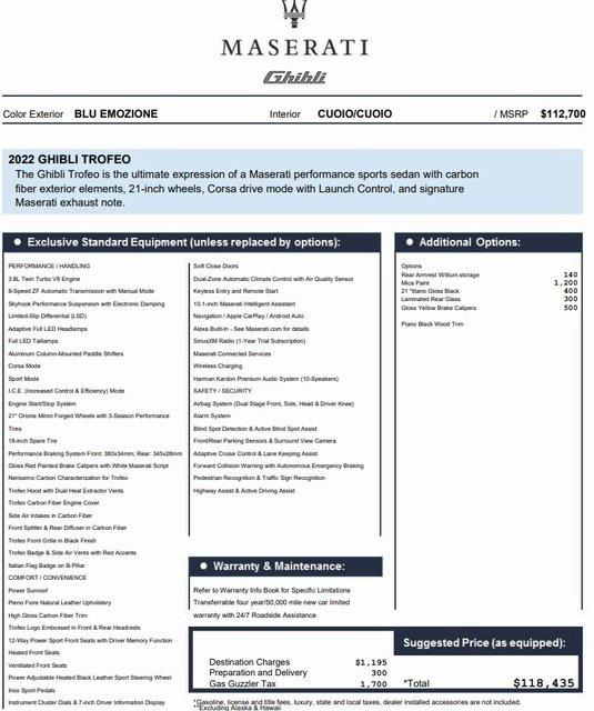 2022 Maserati Ghibli Trofeo 2022 Maserati Ghibli Trofeo