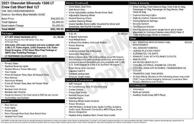 2021 Chevrolet Silverado 1500 4WD Crew Cab Short Bed LT