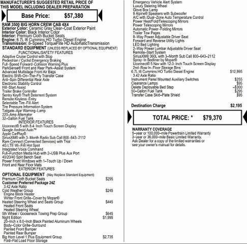 2026 RAM Ram 3500 RAM 3500 BIG HORN CREW CAB 4X4 8 BOX 2026 RAM Ram 3500 RAM 3500 BIG HORN CREW CAB 4X4 8 BOX