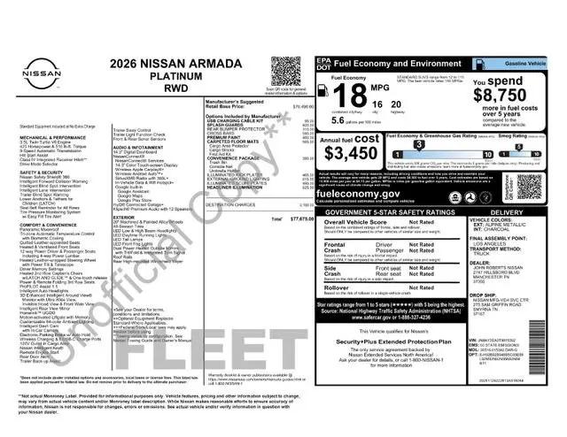 2026 Nissan Armada Platinum for sale in Opelousas, LA