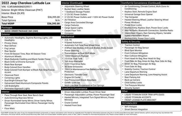 2022 Jeep Cherokee Latitude Lux 4x4 2022 Jeep Cherokee Latitude Lux 4x4