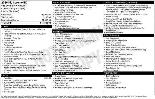 2026 Kia Sorento EX for sale in Boardman, OH