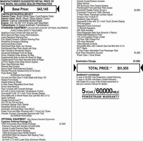 2026 Chrysler Pacifica PACIFICA SELECT 2026 Chrysler Pacifica PACIFICA SELECT