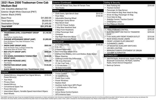 2021 RAM 2500 Tradesman Crew Cab 4x4 64 Box 2021 RAM 2500 Tradesman Crew Cab 4x4 64 Box