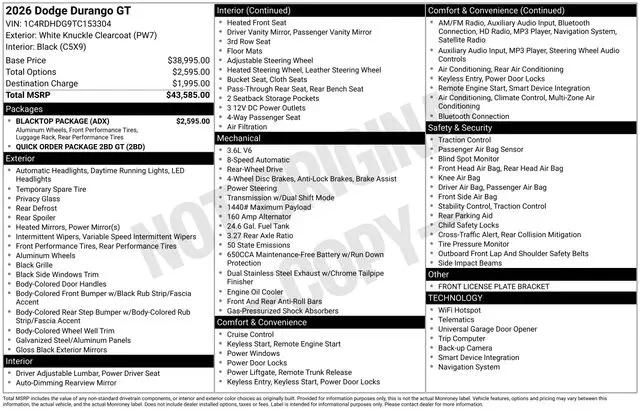 2026 Dodge Durango GT RWD
