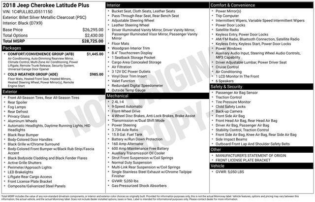 2018 Jeep Cherokee Latitude Plus FWD