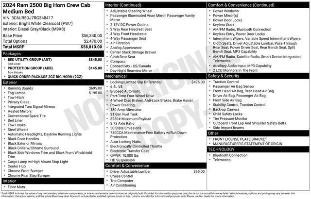 2024 RAM 2500 Big Horn Crew Cab 4x4 64 Box