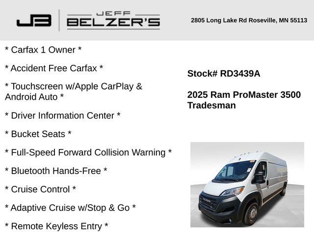 2025 RAM ProMaster 3500 Cargo Van Tradesman High Roof 159 WB w/Pass Seat