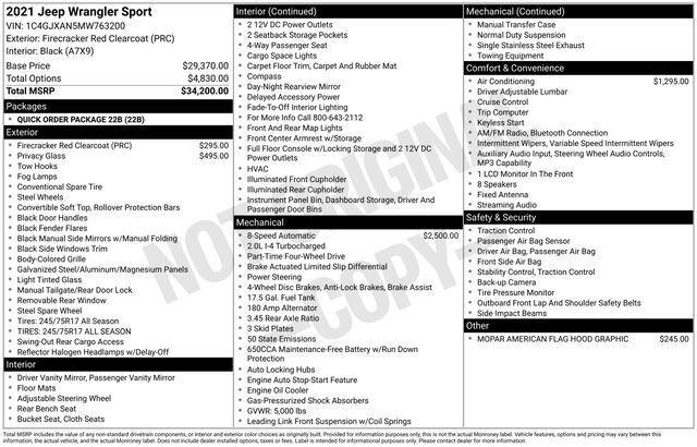 2021 Jeep Wrangler Sport 4X4
