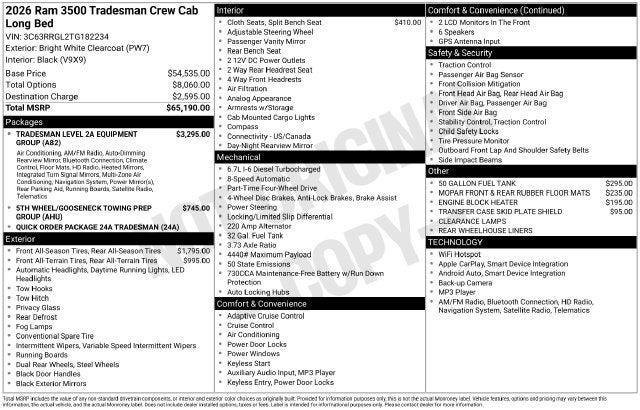 2026 Ram 3500 Tradesman Crew Cab 4x4 8 Box