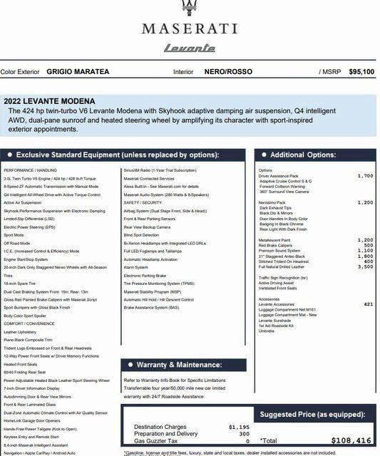 2022 Maserati Levante Modena 2022 Maserati Levante Modena