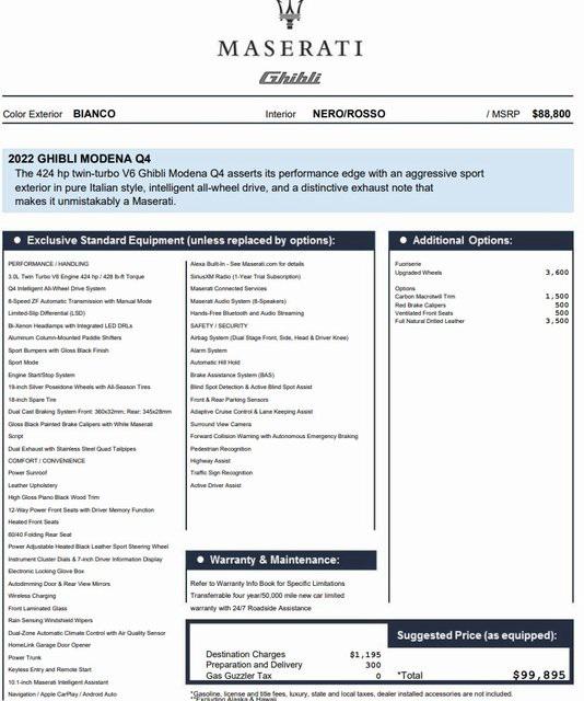 2022 Maserati Ghibli Modena Q4 2022 Maserati Ghibli Modena Q4