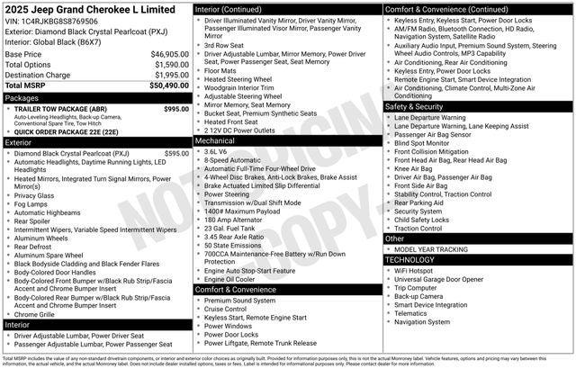 2025 Jeep Grand Cherokee GRAND CHEROKEE L LIMITED 4X4 2025 Jeep Grand Cherokee GRAND CHEROKEE L LIMITED 4X4