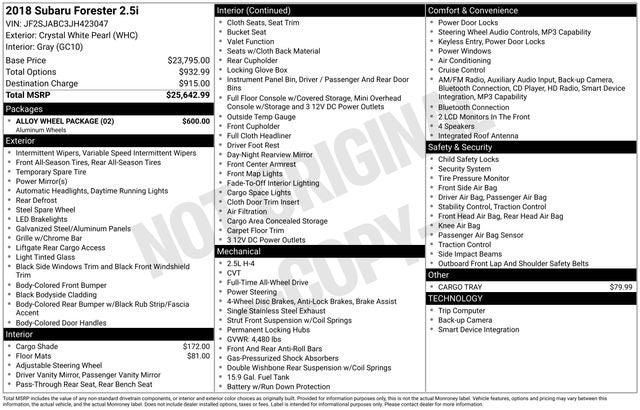 2018 Subaru Forester 2.5i 2018 Subaru Forester 2.5i